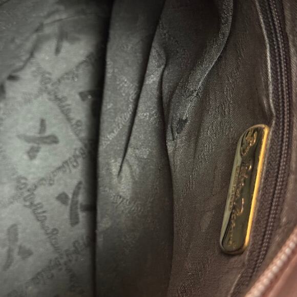 Paloma Picasso Dark Brown Leather Crossbody Purse Gold Logo Made in Italy - Picture 13 of 15